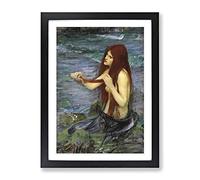 A Mermaid Vol.2 By John William Waterhouse Classic Painting Framed Wall Art Print, Ready to Hang Picture for Living Room Bedroom Home Office Décor, Black A3 (34 x 46 cm)