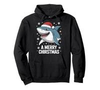 A Merry Christmas Funny Shark Santa Hat Pullover Hoodie