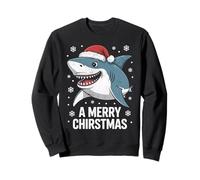 A Merry Christmas Funny Shark Santa Hat Sweatshirt