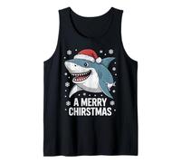A Merry Christmas Funny Shark Santa Hat Tank Top
