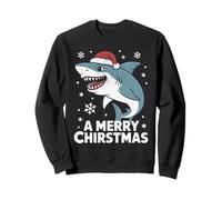 A Merry Christmas Funny Shark Santa Hat Ugly Sweater Sweatshirt