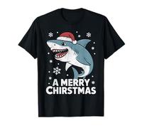 A Merry Christmas Funny Shark Santa Hat Ugly Sweater T-Shirt