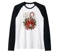A Merry Christmas Vintage Bouquet Raglan Baseball Tee