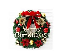 (A) Merry Christmas Wreath Garland Xmas Front Door Wall Decoration Bell Ornament