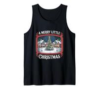 A Merry Little Christmas Retro Winter Village Holiday Tree Tank Top