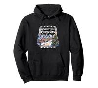 A Merry Little Christmas Vintage Winter Village Scene Pullover Hoodie