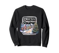A Merry Little Christmas Vintage Winter Village Scene Sweatshirt