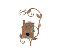 ( A) Metal Birdhouse Stake for Outdoors Rustic Bird House Stand Decor
