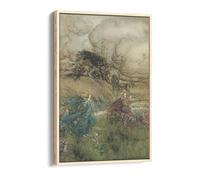A Midsummer Nights Dream 1908 Arthur Rackham Canvas Floater Frame Print Picture Art - Light Oak Frame 16 inch wide x 24 inch high