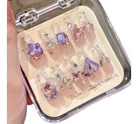 [A Midsummer Night's Dream] Press-on Nails-Adhesive Nails-Nail Art-Reusable Fake Nails-Artificial Nails-10-Pack Nails. (M)