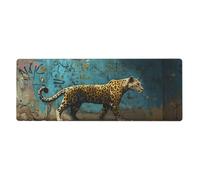 A Mighty Male Leopard Mouse Pad In Big Extended Non-Slip Rubber Base Mousepad With Stitched Edges Gaming Pc Desktop Large Mouse Pad 11.8x31.5