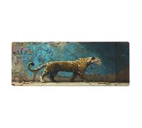 A Mighty Male Leopardfloral Print Mousepad Laptop Keyboard Mat Large Mouse Pad With Stitched Edges Long Non-Slip Rubber Base Spring Desk Pad For Office Home Desk Decor, 31.5" X 11.8"