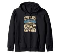A Mile Of Runway Airplane Pilot Flight School Aviation Zip Hoodie