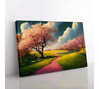 A Mind Blowing Spring Forest Canvas Wall Art Print Ready to Hang, Framed Picture for Living Room Bedroom Home Office Décor, 76x50 cm (30x20 Inch)