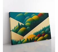 A Mind Blowing Summer Forest Abstract Canvas Wall Art Print Ready to Hang, Framed Picture for Living Room Bedroom Home Office Décor, 50x35 cm (20x14 Inch)