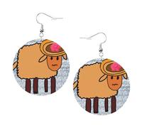 A Minority Sheep Prints Leather Round Earrings Pendant Stylish And Light Lightweight Dangle For Women Girls, One Size, Leather, No Gemstone