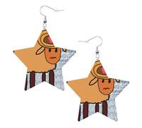a minority sheep Prints Leather star earrings Pendant Stylish and light Lightweight Dangle for Women Girls, One Size, Leather, No Gemstone
