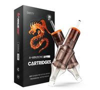 A-minusone Pack of 20 1209RM Standard Disposable Tattoo Needle Cartridges - Pack of 20 Round Magnum Needles with Membrane Safety Cartridges for Tattoo Artists