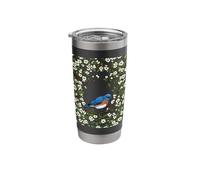 A Missouri Eastern Bluebird Surrounded by Hawthorn Blossom Stainless Steel Insulated Tumbler