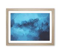 A Mist Over The Forest In Abstract Modern Art Framed Print | A3 Oak Framed Wall Art | Ready to Hang | Abstract Landscape Picture | Living Room Bedroom Lounge Office