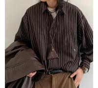 A Modern on a Classic Favorite Men's/Women's Everyday Stripe shirt With Easy Movement (L Brown)