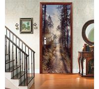 A.Monamour 3D Door Stickers for Interior Doors A Pathway Through Forest in The Morning Nature Scenery Vinyl Waterproof Self Adhesive Door Mural Decals for Bedroom Office Bathroom 85x200cm