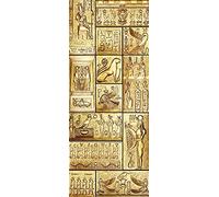 A.Monamour 3D Door Stickers for Interior Doors Ancient Egyptian Hieroglyphics Symbol Golden Mural Vinyl Waterproof Self Adhesive Door Mural Decals for Bedroom Office Bathroom 77 x 200 cm