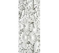 A.Monamour 3D Door Stickers for Interior Doors Asian Style White Carved Stone with Flowers and Leaves Pattern Vinyl Removable Self Adhesive Door Poster Wallpaper Mural Decals for Bedroom 90x200cm