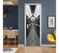 A.Monamour 3D Door Stickers for Interior Doors Black and White Architecture Vinyl Waterproof Self Adhesive Door Mural Decals for Bedroom Office Bathroom 77x200cm