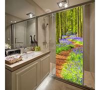 A.Monamour 3D Door Stickers for Interior Doors Bluebells Carpets in Belgium Trees Flowers Forest Road Nature Vinyl Waterproof Self Adhesive Door Mural Decals for Bedroom Office Bathroom 95 x 215 cm