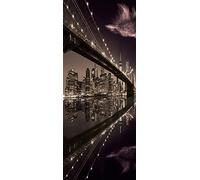 A.Monamour 3D Door Stickers for Interior Doors Brooklyn Bridge New York Manhattan Skyline at Sunset Vinyl Removable Self Adhesive Door Poster Wallpaper Mural Decals for Bedroom Office 95x215cm
