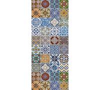 A.Monamour 3D Door Stickers for Interior Doors Ceramic Tiles Patterns from Portugal Vinyl Removable Self Adhesive Door Poster Wallpaper Mural Decals for Bedroom Office Bathroom 90x200cm