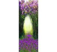 A.Monamour 3D Door Stickers for Interior Doors Magic Spring Forest Tunnel Lilac Flowers Nature Scenery Vinyl Waterproof Self Adhesive Door Mural Decals for Bedroom Office Bathroom 77 x 200 cm