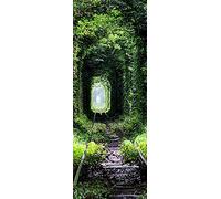 A.Monamour 3D Door Stickers for Interior Doors Natural Tunnel of Love Formed By Trees And Train Tracks in Ukraine Vinyl Waterproof Self Adhesive Door Mural Decals for Bedroom Office 77 x 200 cm