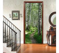 A.Monamour 3D Door Stickers for Interior Doors Pathway in Birch Grove Vinyl Waterproof Self Adhesive Door Mural Decals for Bedroom Office Bathroom 90 x 200 cm