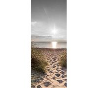 A.Monamour 3D Door Stickers for Interior Doors Sandy Beach and Sea Landscape Nature at Sunrise Vinyl Waterproof Self Adhesive Door Mural Decals for Bedroom Office Bathroom 77 x 200 cm