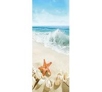 A.Monamour 3D Door Stickers for Interior Doors Seashell Starfish on Sandy Beach with Splashing Waves Vinyl Waterproof Self Adhesive Door Mural Decals for Bedroom Office Bathroom 85 x 215 cm