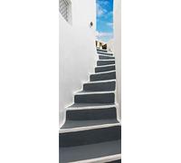 A.Monamour 3D Door Stickers for Interior Doors Steep Steps Santorini Island Greece Architecture Vinyl Waterproof Self Adhesive Door Mural Decals for Bedroom Office Bathroom 77 x 200 cm