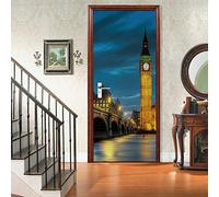 A.Monamour 3D Door Stickers for Interior Doors The Palace of Westminster Big Ben at Night in London Vinyl Removable Self Adhesive Door Poster Wallpaper Mural Decals for Bedroom Office Bathroom