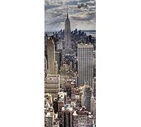 A.Monamour 3D Door Stickers for Interior Doors View Over the Skyscrapers of Manhattan New York Vinyl Waterproof Self Adhesive Door Mural Decals for Bedroom Office Bathroom 77 x 200 cm