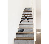 A.Monamour 3D Self-Adhesive Removable Stair Stickers Abstract Art Anchor Into Flying Birds Grey Background Vinyl Stair Riser Decals Kitchen Tile Stickers Mural Wall Stickers Wallpaper 13 Pieces