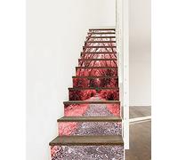 A.Monamour 3D Self-Adhesive Removable Stair Stickers Autumn Red Woods Forest Trees Path Road Nature Scenery Vinyl Stair Riser Decals Kitchen Tile Stickers Mural Wall Stickers Wallpaper 13 Pieces