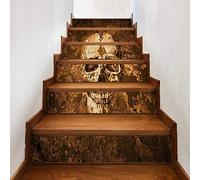A.Monamour 3D Self-Adhesive Stair Riser Decals Stickers Brown Scary Buried Skull Halloween Holiday Decoration Removable Vinyl Stair Stickers Kitchen Tile Stickers Mural Wall Stickers Wallpaper 6 PCs