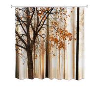 A.Monamour Autumn Fall Season Orange Brown Maple Tree Leaves Nature Scenery Print Waterproof Polyester Fabric Bathroom Curtain Shower Curtain Set With Hooks,Machine Washable 180x200 cm / 72"x78"