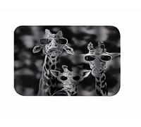 A.Monamour Black And White Image Picture Print Cool Giraffes With Glasses Funny Animal Pattern Soft Flannel Non-Slip Bath Mats Area Rugs Floor Carpets For Baby Kids Safety 40x60cm / 16"x24"
