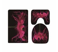 A.Monamour Black Backgrounds Highlights Rose Red Flower Petals Art Print Soft Flannel Cloth Washable Toilet Seat Covers Toilet Lid Covers Cushions Pads Skidproof Bath Mat Rug for Toilet Accessories