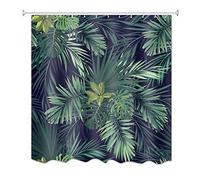 A.Monamour Black Backgrounds Tropical Dark Green Banana Palm Tree Leaf Plants Themed Print Polyester Fabric Waterproof Mildew-Free Bath Curtain Shower Curtains For Bathroom Decors 180x200 cm / 72"x78"