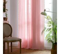 A.Monamour Bohemian Farmhouse Semi Blackout Rod Pocket Solid Geometric Window Curtain Panels Window Treatment Drapes with Handmade Tassels for Bedroom Kitchen Living Room, 1 Panel, pink
