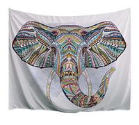 A.Monamour Colorful Indian Mandala Tribal Elephant Head Graphic Print Wall Décor Fabric Wall Hanging Tapestry Hippie for Bedroom 153x102cm/60 x40