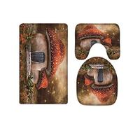 A.Monamour Fantasy Mushroom Cottage On A Colorful Meadow Enchanted Forest Fairy Tale Scene For Kids Art Print Flannel Bath Mat Rug Set Toilet Seat Covers Toilet Lid Covers Cushions Toilet Accessories